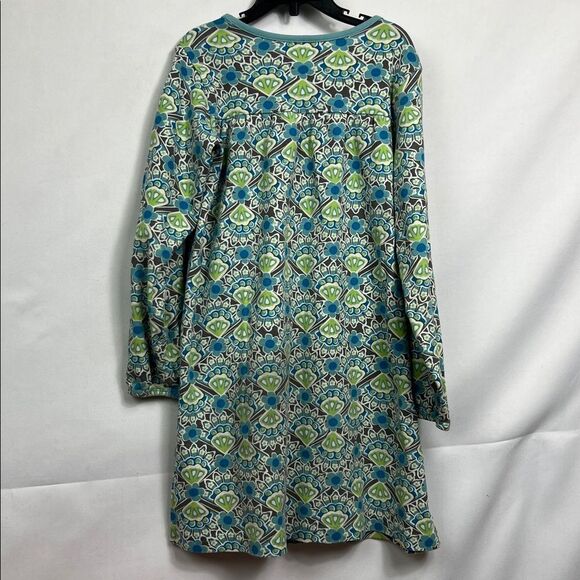 Hanna Andersson Blue and Green floral print long sleeve cotton dress size 8(130) - Picture 7 of 12